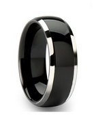 8mm Black Silver Titanium Stainless Steel Ring Men's Wedding Band