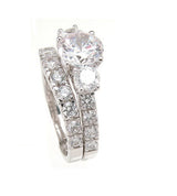 2.72ct Round Cut Wedding Ring Set Engagement Diamond Simulated CZ 925 Sterling Silver