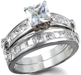 2.78 Princess Cut Wedding Ring Set Engagement Diamond Simulated 925 Sterling Silver Platinum ep