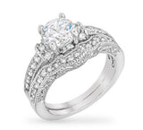 3.15c Round Cut Wedding Ring Set Engagement Diamond Simulated CZ 925 Sterling Silver Platinum ep