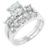 2.69ct Round Cut Wedding Ring Set Engagement Diamond Simulated CZ 925 Sterling Silver