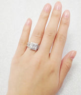 2.89ct Princess Cut Wedding Ring Set Engagement Diamond Simulated 925 Sterling Silver Platinum ep CZ