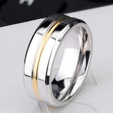 7mm Silver Gold Titanium Stainless Steel Ring Men's Wedding Band Silver