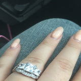2.86ct Princess Cut Wedding Ring Set Engagement Diamond Simulated 925 Sterling Silver Platinum ep CZ
