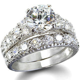3.7c Princess Cut Wedding Ring Set Engagement Diamond Simulated 925 Sterling Silver Platinum ep CZ