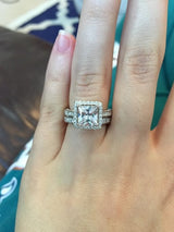 3.55ct Princess Cut Wedding Ring Set Engagement Diamond Simulated 925 Sterling Silver Platinum ep CZ