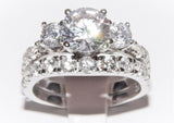 2.72ct Round Cut Wedding Ring Set Engagement Diamond Simulated CZ 925 Sterling Silver