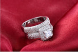 3.5 Princess Cut Wedding Ring Set Engagement Diamond Simulated 925 Sterling Silver Platinum ep CZ