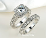 3.55 Princess Cut Wedding Ring Set Engagement Diamond Simulated 925 Sterling Silver Platinum ep CZ
