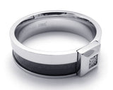 Men's Silver Black Ring 8mm Wedding Band Men's Engagement Black Biker Stainless Steel