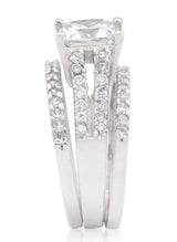 3.75C Princess Cut Wedding Ring Set Engagement Diamond Simulated 925 Sterling Silver Platinum ep CZ