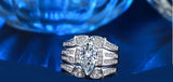 3.8ct 3 PC Emerald Cut Wedding Ring Set Engagement Diamond Simulated CZ 925 Sterling Silver