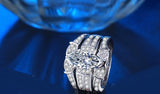 3.8ct 3 PC Emerald Cut Wedding Ring Set Engagement Diamond Simulated CZ 925 Sterling Silver