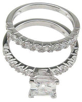 2.56 Princess Cut Wedding Ring Set Engagement Diamond Simulated 925 Sterling Silver